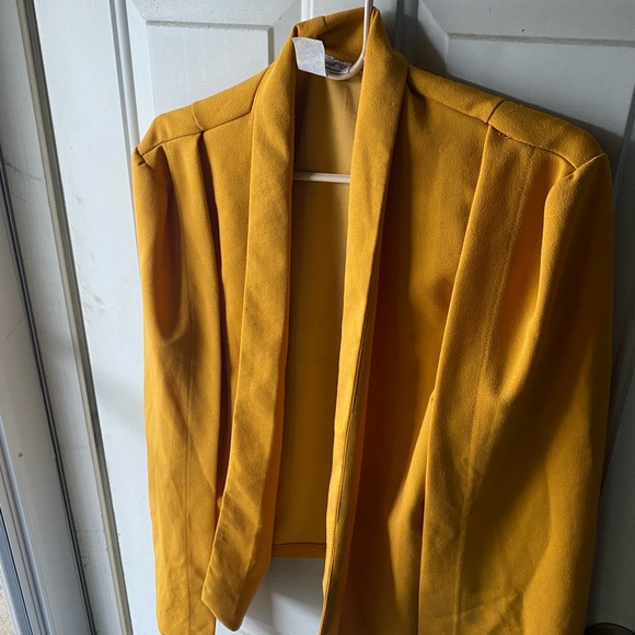 Coats | Mustard Yellow Cape Blazer 